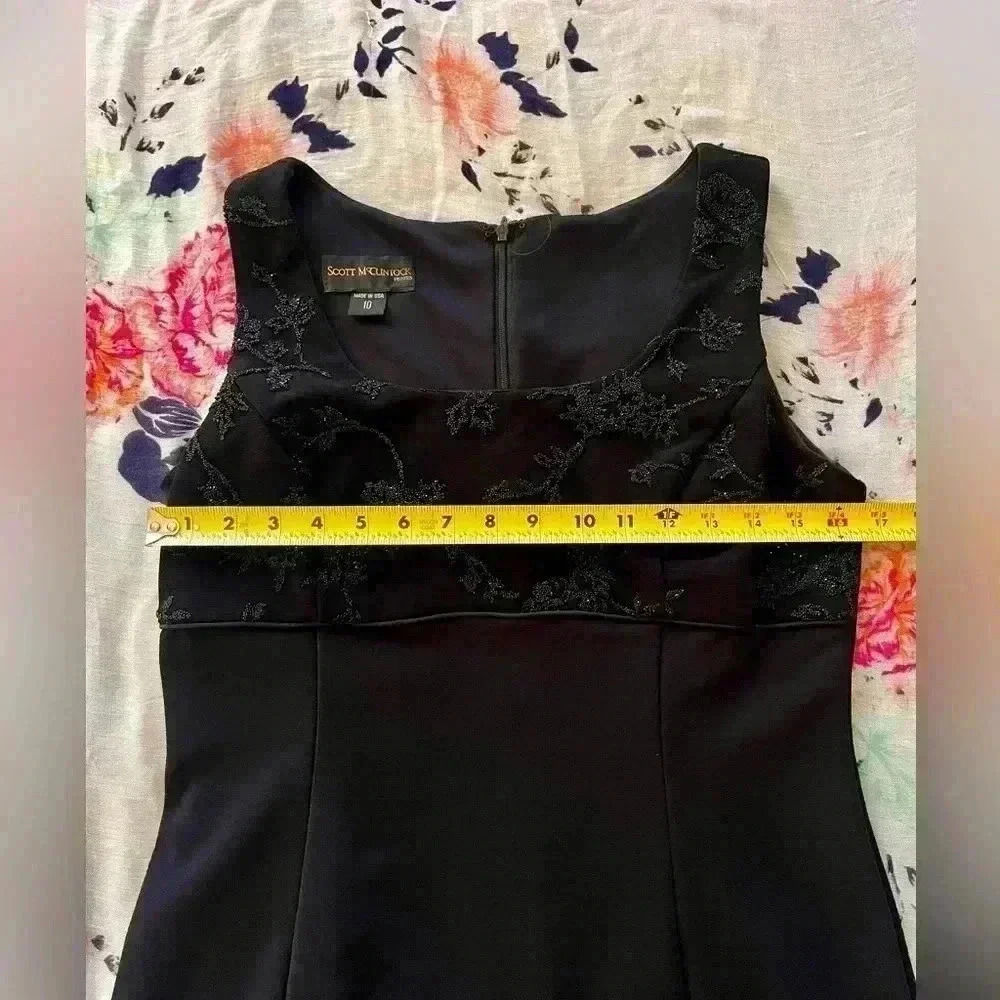 Scott McClintock Vintage 90’s Black Beaded Cocktail Dress Size 10P - Picture 5 of 11